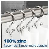 TOPROD Shower Curtain Hooks Rings, Zinc Alloy S Shaped Shower Hooks Rust Proof, Shower Curtain Hangers for Shower Curtain, Kitchen, Wardrobe & Garden, Brushed Nickel, Set of 12