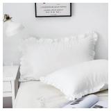 SnugLoom White Pillow Shams Standard Size Set of 2 (20 x 26), Ruffle Pillow Case Covers-100% Brushed Microfiber Super Cozy and Soft, Wrinkle-Free, Fade-Resistant Stain-Resistant Envelope Closure