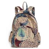 OPQRSTU Women Hippie Hand Bag Large Capacity Bohemian Bag Portable Tourist Fashion Backpacks (Khaki)