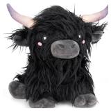 Happy Fuel Highland Cow Microwavable 1.5lbs Unscented Heating Pad for Women & Kids- Cute Soft Cozy Pillow Plush Heatable Warm Stuffed Animals- Kawaii Hot & Cold Plushie Toy- Cow Gifts for Girls & Boys