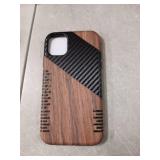 TENDLIN Compatible with iPhone 11 Case Wood Grain with Carbon Fiber Texture Design Leather Hybrid Slim Case (Twill)