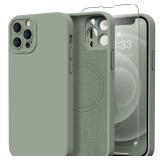 Kiresen Designed for iPhone 12 Pro Max Case with Screen Protector - Upgraded Camera Protection - Wireless Charging Compatible - Silicone Protective Phone Case 6.7" for Men Women Girls,Porcelain Blue