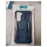 for Samsung Galaxy S21-FE Phone Case: Dual-Layer Military Grade Drop Proof Full Protection Cover with Kickstand | Durable Rugged Shockproof TPU Matte Textured Tough Protective Bumper Shell (Blue)