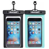 Hiearcool Waterproof Phone Pouch, IPX8 Waterproof Phone Case for iPhone 17/16/15/14 Pro Max, Cell Phone Dry Bag for Beach & Cruise Essentials, Touch Screen, Lanyard Included, 2 Pack (Fits Up to 8.9)