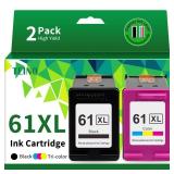 61XL 61 Ink Cartridge Combo Pack Replacement for HP Ink 61 61XL Ink Cartridges for HP Printers Envy 4500 5530 4502 Officejet 4630 Deskjet 2540 3510 Ink 61, 2-Pack