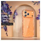 Choiche Compatible for iPhone 17 Pro Max Case, Women Cute Sparkly Phone Case, Curly Wavy Frame Cover [3 x Diamond Camera Lens Protectors] [2 x Tempered Glass Screen Protectors] 6.9" (Glitter Clear)