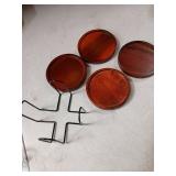 4 Pcs Wood Coasters for Drinks Absorbent, Wooden Coasters with Holder, Drink Coasters for Coffee Table, Absorbent Coaster Set for Table Protection Drink Coasters for Farmhouse, Office, Bar