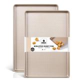 HONGBAKE 2 Pack Half Sheet Baking Pans,Non Stick Baking Sheet for Oven, 57% Thicker Carbon Steel Cookie Sheets for baking, 17.5" x 12" Cookie Trays