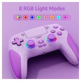IWGAME RGB Wireless Controller for PS-5/PC, Hall Effect Joysticks & Triggers Gamepad with programmable/Remap/Turbo Functions, Dual Vibration, 3.5MM Audio Jack(Purple)