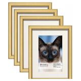 VIOLABBEY 6x8 Picture Frame Set of 4, Gold Photo Frame, Display 4x6 Photo with Mat and 6x8 without Mat, Wall or Tabletop, HD Real Glass