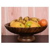 EDHAS Mango Wood Decorative Wooden Bowl Hand Carved Home Decor for Dining Table Center, Living Room, Kitchen Decor (12" x 12