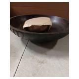 EDHAS Mango Wood Decorative Wooden Bowl Hand Carved Home Decor for Dining Table Center, Living Room, Kitchen Decor (12" x 12