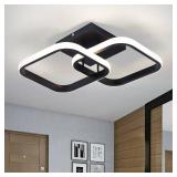 CANEOE Led Ceiling Light Fixture,4500K Modern Hallway Light fixtures Ceiling Lighting,Black Square Close to Ceiling Lights for Bathroom Bedroom Kitchen Balcony Stair Small Ceiling Lamp (Black,4500K)