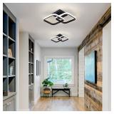 CANEOE Led Ceiling Light Fixture,4500K Modern Hallway Light fixtures Ceiling Lighting,Black Square Close to Ceiling Lights for Bathroom Bedroom Kitchen Balcony Stair Small Ceiling Lamp (Black,4500K)