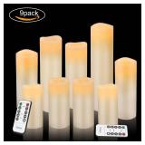 Vinkor Flameless Candles Battery Operated Candles Real Wax Pillar LED Candles with 10-Key Remote and Cycling 24 Hours Timer (Ivory 4" 5" 6" 7" 8" 9")