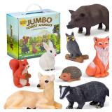 Learning Minds Set of 8 Jumbo Forest Animal Figures - Woodland Animals for Toddlers Age 1-3 - Toy for Kids Age 18 Months Plus - Wild Animal Toys for Kids 1,2,3 Years Old