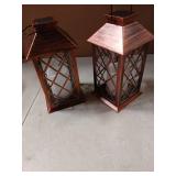 [2 Pack] TAKE ME 14" Solar Lantern Outdoor Garden Hanging Lantern Waterproof LED Flickering Flameless Candle Mission Lights for Table,Outdoor,Christmas Gifts Mom Wife