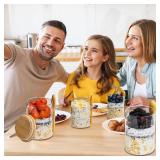 MHDCLY Overnight Oats Containers with Lids,16oz Overnight Oats Jars 4 Pack, Oatmeal Cups,Meal Prep Containers,Glass Meal Prep Containers with Lids,China Pudding Jars