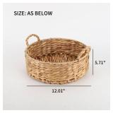 YRLSOTGE Round Water Hyacinth Storage Baskets for Organizing Round Wicker Basket with Double Handles-Wicker Baskets for Shelves