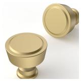 Asimerdeco 10 Pack Brushed Gold Cabinet Knobs 1-1/5 Inch(30mm) Single Hole Cabinet Pulls Round Kitchen Cabinet Knobs