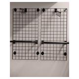 Set of 2 Black Metal Grid Wall Panel with Hooks and Bar Attachment (2