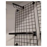 Set of 2 Black Metal Grid Wall Panel with Hooks and Bar Attachment (2