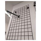 Set of 2 Black Metal Grid Wall Display Panel with Hooks (1 is 2