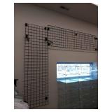 Set of 2 Black Metal Grid Wall Display Panel with Hooks (2