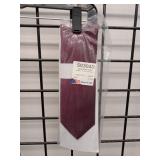 APPEARS NEW - USA Made Burgundy Striped Clip-On Tie S0302D and Edwards Burgundy Tie