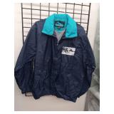 Tri-Mountain Navy and Turquoise Windbreaker Jacket (Large)