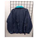 Tri-Mountain Navy and Turquoise Windbreaker Jacket (Large)
