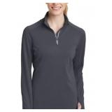 Sport-Tek Ladies Gray Quarter-Zip Pullover with Thumb Holes (Size Medium)