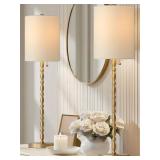 $87 Buffet Lamps Set of 2, 28.5" Brass Finish with Linen Shade, UL