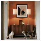$87 Buffet Lamps Set of 2, 28.5" Brass Finish with Linen Shade, UL