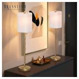 $87 Buffet Lamps Set of 2, 28.5" Brass Finish with Linen Shade, UL