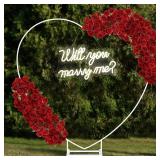 $97 VIHOSE 6.6ft Metal Heart Arch Stand & Will You Marry Me Neon Sign