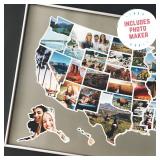 $56 USA Photo Map - 50 States Travel Map, 24 x 36 in, Unframed Gray