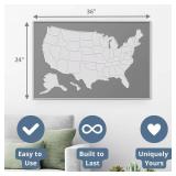 $56 USA Photo Map - 50 States Travel Map, 24 x 36 in, Unframed Gray