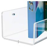 $90 NIUBEE 36" Premium Acrylic Floating Bookshelf, Clear, 4-Pack