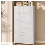 $72 Crestlive Tall Dresser - 6-Drawer Steel Frame, Wood Top, White