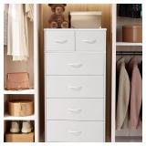 $72 Crestlive Tall Dresser - 6-Drawer Steel Frame, Wood Top, White