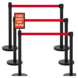 $160 INMOZATA 6 Pack Retractable Belt Stanchions, Black, 6.6ft Belts