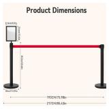 $160 INMOZATA 6 Pack Retractable Belt Stanchions, Black, 6.6ft Belts