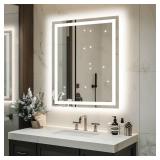 $80 32"x 24" LED Bathroom Mirror with Lights, Dimmable, Double Lights