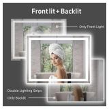 $80 32"x 24" LED Bathroom Mirror with Lights, Dimmable, Double Lights