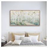$76 Framed Wall Art Decor Colorful Forest Path Canvas 20 40 in
