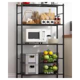 4-Tier Storage Shelves, Unit, 33W x 12.6D x 57.2H, Black