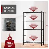 4-Tier Storage Shelves, Unit, 33W x 12.6D x 57.2H, Black
