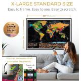 XL Scratch Off World Map with 233 Flags 36x24 Travel Poster