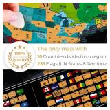 XL Scratch Off World Map with 233 Flags 36x24 Travel Poster